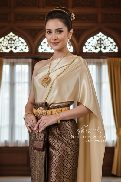 ชุดไทยจักรี สีน้ำตาลทอง (TCK 040)
