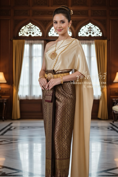 ชุดไทยจักรี สีน้ำตาลทอง (TCK 040)