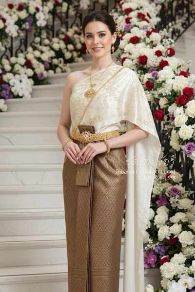 ชุดไทยจักรี สีงาช้างน้ำตาล (TCK 021)