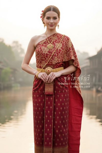 ชุดไทยจักรี สีแดงทอง (TCK 031)