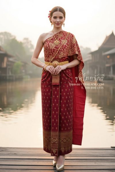 ชุดไทยจักรี สีแดงทอง (TCK 031)