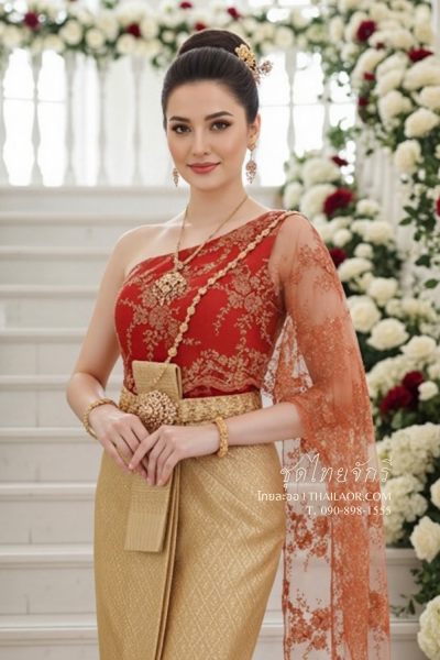 ชุดไทยจักรี สีแดงทอง (TCK 079)