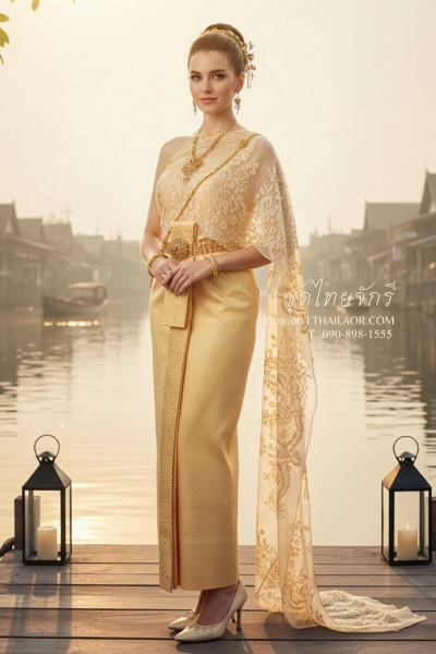 ชุดไทยจักรี สีพีช (TCK 027)
