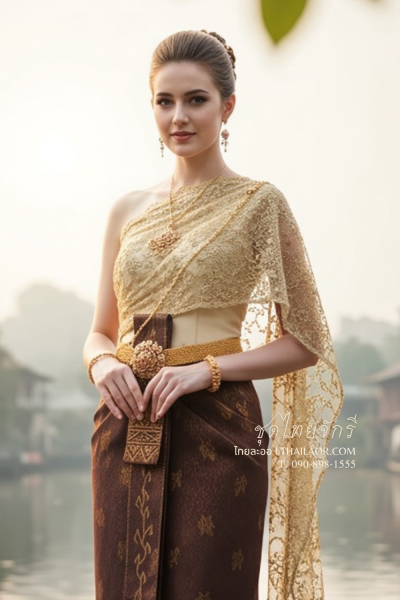 ชุดไทยจักรี สีน้ำตาลทอง (TCK 012)