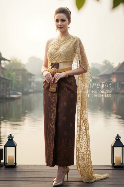 ชุดไทยจักรี สีน้ำตาลทอง (TCK 012)