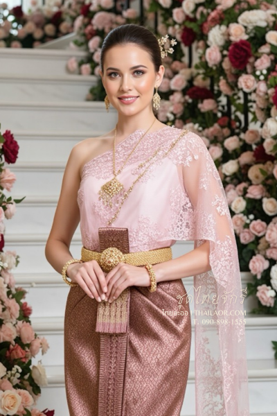 ชุดไทยจักรี สีกลีบบัว (TCK 074)