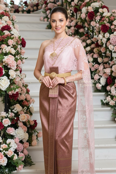 ชุดไทยจักรี สีกลีบบัว (TCK 074)
