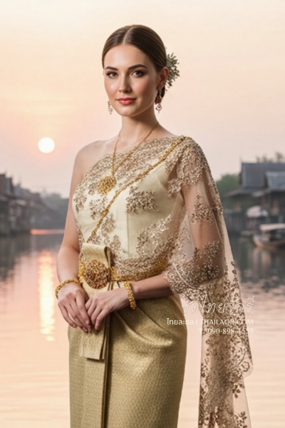 ชุดไทยจักรี สีครีมเบจ (TCK 019)