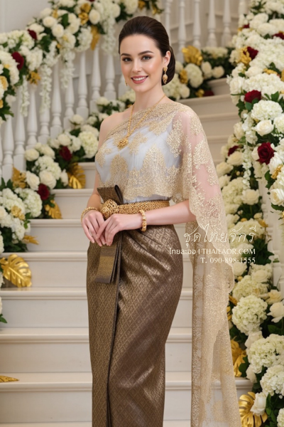ชุดไทยจักรี สีเทาทอง (TCK 073)
