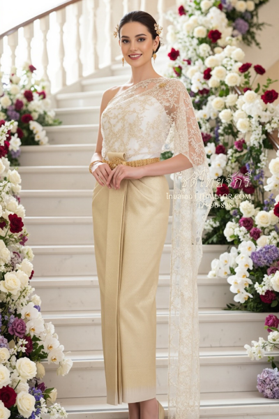 ชุดไทยจักรี สีงาช้างทอง (TCK 022)