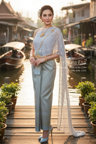 ชุดไทยจักรี สีฟ้าอ่อน (TCK 004)