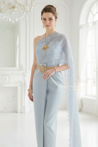 ชุดไทยจักรี สีฟ้าอ่อน (TCK 059)