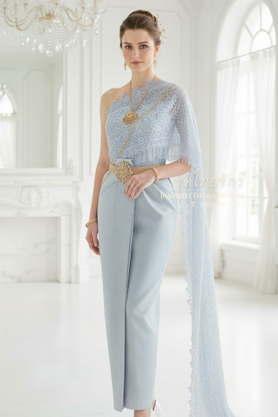 ชุดไทยจักรี สีฟ้าอ่อน (TCK 059)