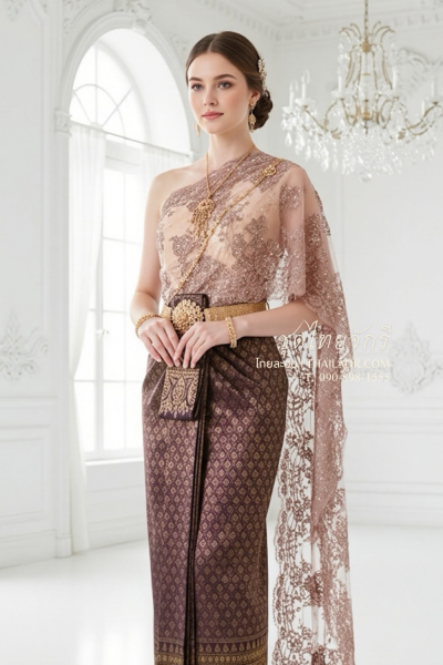 ชุดไทยจักรี สีม่วงทอง (TCK 056)