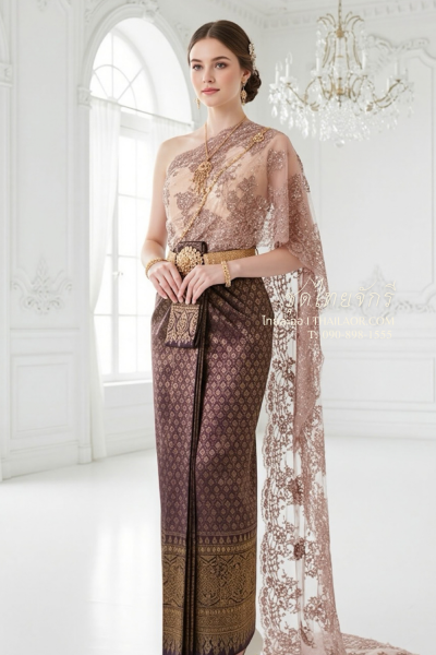 ชุดไทยจักรี สีม่วงทอง (TCK 056)