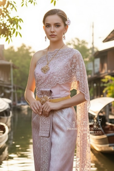 ชุดไทยจักรี สีกลีบบัวเงิน (TCK 037)