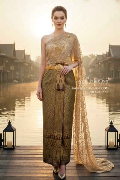 ชุดไทยจักรี สีน้ำตาลทอง (TCK 032)