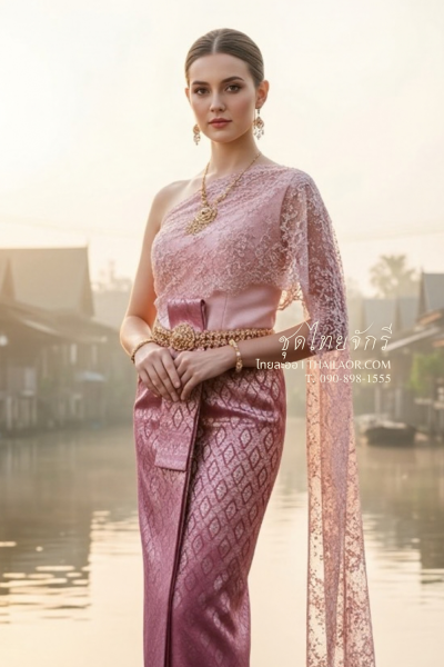 ชุดไทยจักรี สีชมพูเงิน (TCK 035)