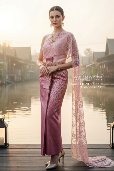 ชุดไทยจักรี สีชมพูเงิน (TCK 035)