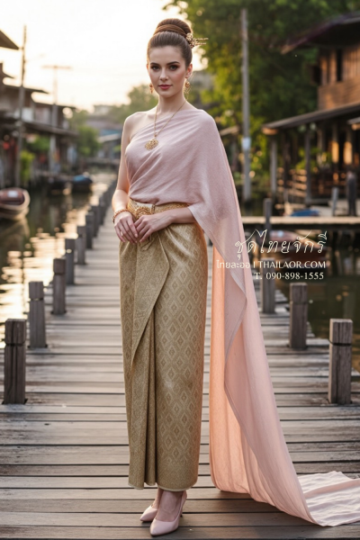 ชุดไทยจักรี สีกลีบบัว (TCK 010)