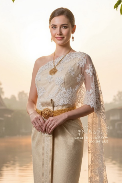 ชุดไทยจักรี สีครีม (TCK 024)
