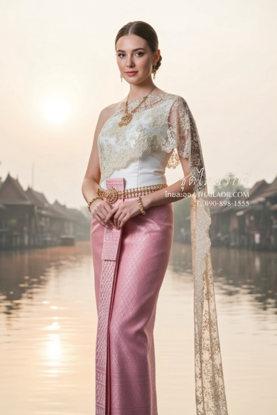 ชุดไทยจักรี สีงาช้างชมพู (TCK 020)