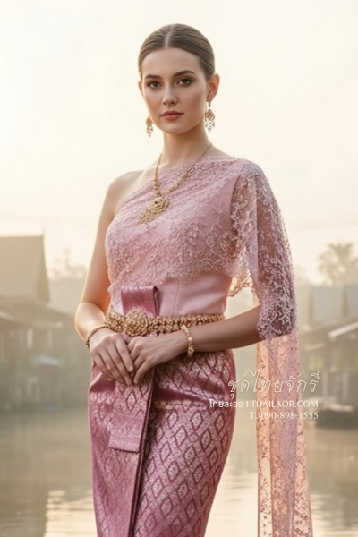 ชุดไทยจักรี สีชมพูเงิน (TCK 035)