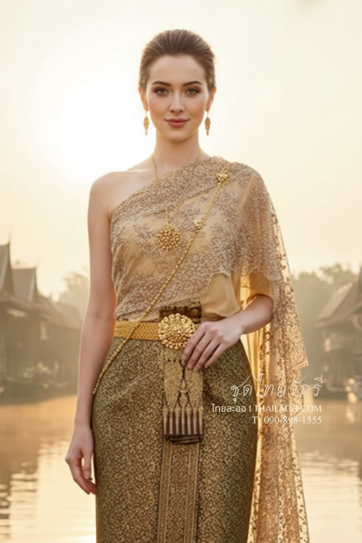ชุดไทยจักรี สีน้ำตาลทอง (TCK 032)