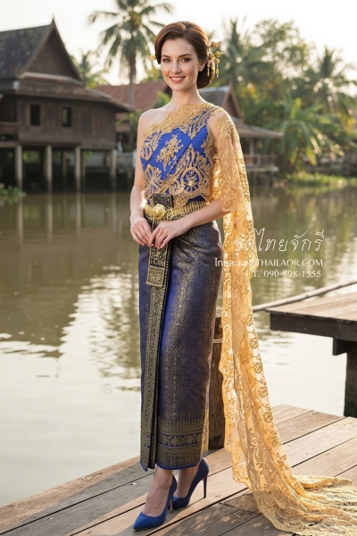 ชุดไทยจักรี สีน้ำเงิน (TCK 049)