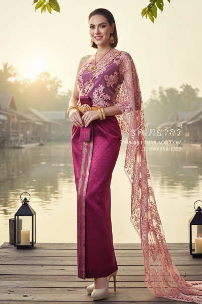 ชุดไทยจักรี สีม่วงมังคุด (TCK 008)