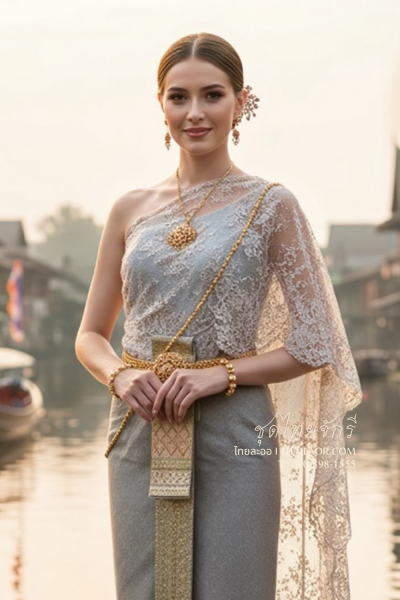ชุดไทยจักรี สีเทาเงิน (TCK 011)