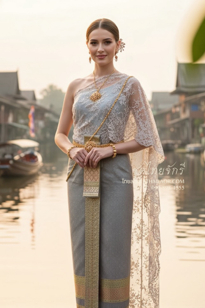 ชุดไทยจักรี สีเทาเงิน (TCK 011)