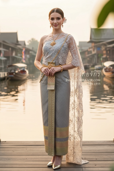 ชุดไทยจักรี สีเทาเงิน (TCK 011)