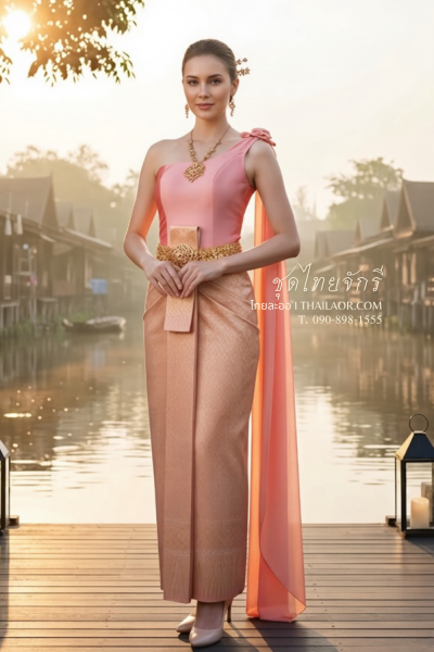 ชุดไทยจักรี สีโอล์ดโรส (TCK 009)