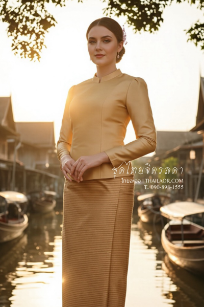 ชุดไทยจิตรลดา สีทอง (TC 001)