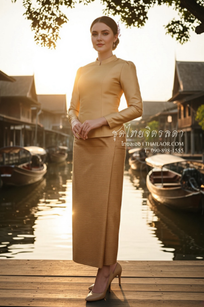 ชุดไทยจิตรลดา สีทอง (TC 001)