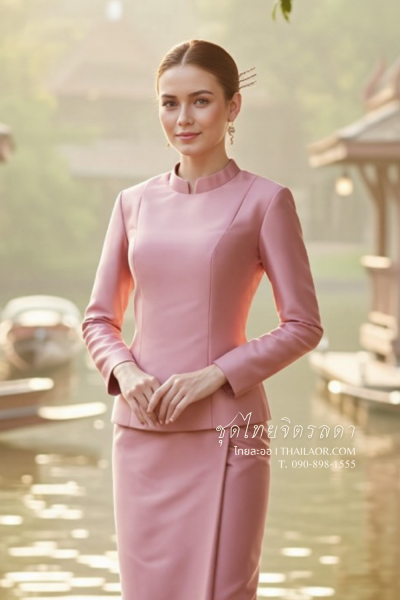 ชุดไทยจิตรลดา สีชมพูกุหลาบ (TC 004)