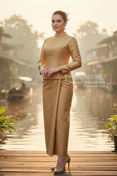 ชุดไทยจิตรลดา สีทองเข้ม (TC 023)