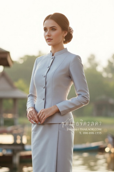 ชุดไทยจิตรลดา สีเทา (TC 003)