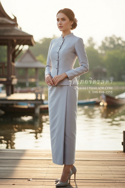 ชุดไทยจิตรลดา สีเทา (TC 003)