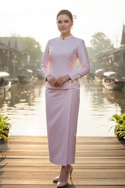 ชุดไทยจิตรลดา สีชมพูอ่อน (TC 012)