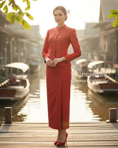 ชุดไทยจิตรลดา สีแดง (TJ 019)
