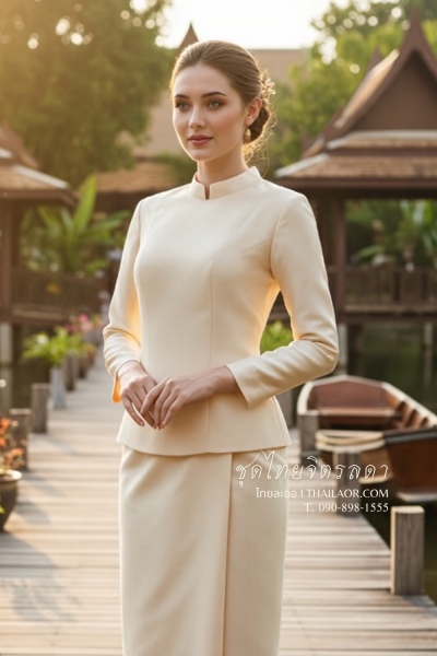 ชุดไทยจิตรลดา สีทองอ่อน (TC 005)