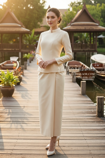 ชุดไทยจิตรลดา สีทองอ่อน (TC 005)