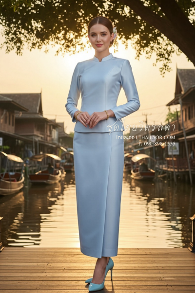 ชุดไทยจิตรลดา สีฟ้า (TC 011)