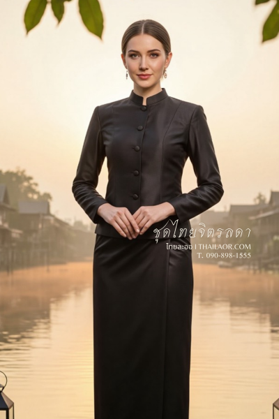 ชุดไทยจิตรลดา สีดำ (TC 025)