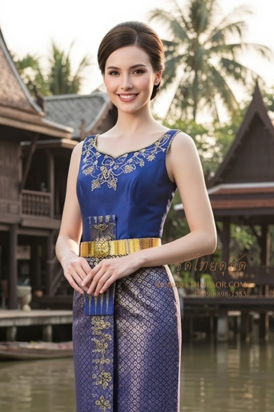 ชุดไทยดุสิต สีน้ำเงิน (TD 003)