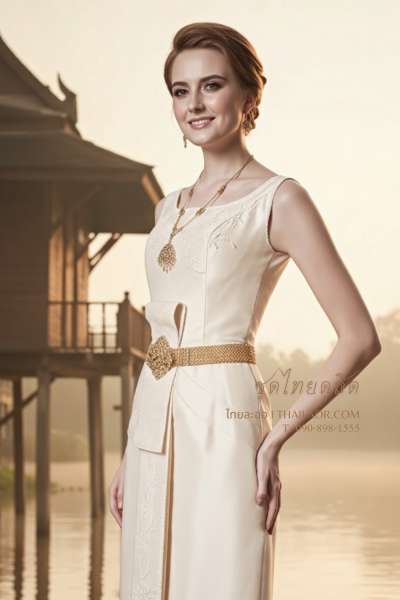 ชุดไทยดุสิต สีครีม (TD 001)