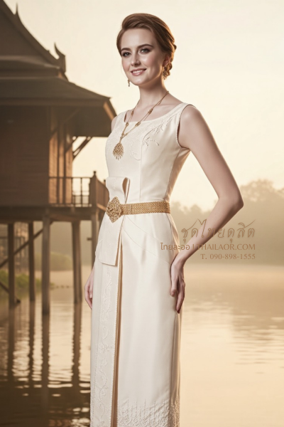 ชุดไทยดุสิต สีครีม (TD 001)