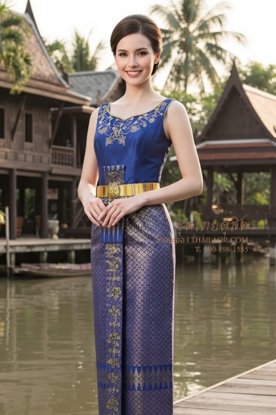 ชุดไทยดุสิต สีน้ำเงิน (TD 003)
